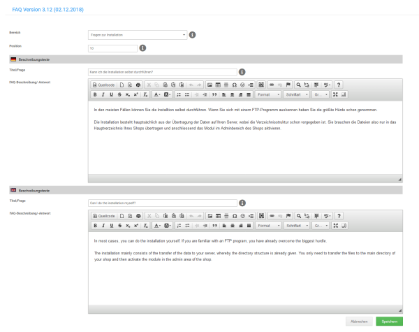 FAQ-Admin-Bearbeitung